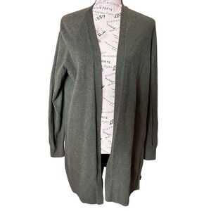 Gap Womens Olive Green Cotton Textured Open Front Longline Cardigan‎ Sweater L